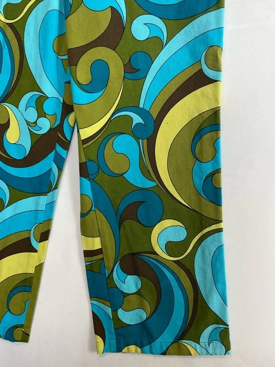 Talbots Turquoise & Lime Crop Pants 8 Psychedelic Bold Swirl Stretch Paisley - Picture 5 of 16